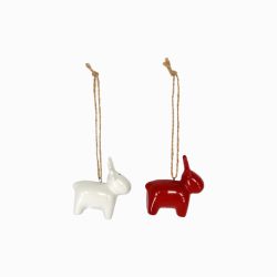 Red/White Ceramic Deer