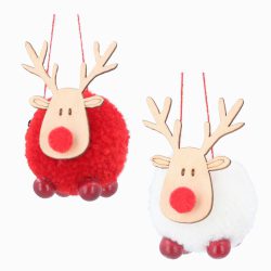 Wool Ball Deer w Wood Head