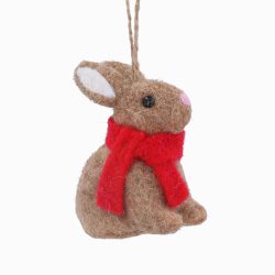 Wool Sitting Bunny/Red Scarf