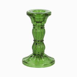 Green Glass Moulded Candlestick