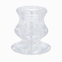 Clear Glass Short Candlestick – 6cm