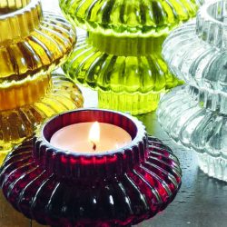 Glass Candleholder Dua – Ruby