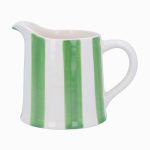 Green Stripe Stoneware Creamer Jug