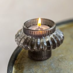 Glass Candleholder Large Grey