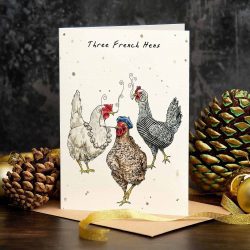 ‘Three French Hens’ Greeting Card  