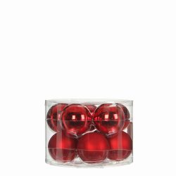 10 Red Glass Baubles