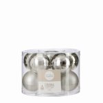 10 Silver Glass Baubles