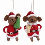 Mixed Wool Brown Santa Mouse