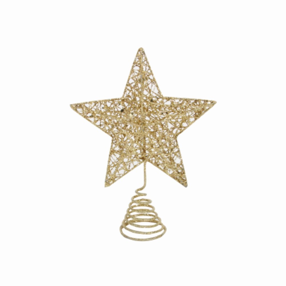 Gold Glitter Wire Mesh Tree Top Star