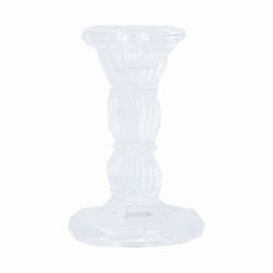 Clear Glass Moulded Candlestick Small