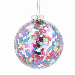 Clear Glass Ball with Multi Color Sequins