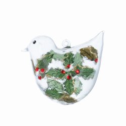 Clear Glass Bird with Diamante Holly