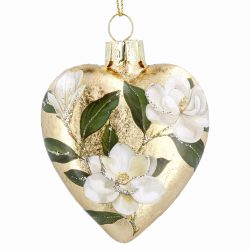 Antique Gold Glass Magnolia Heart