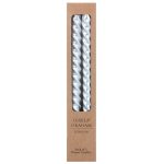 Metallic Silver Twist Taper Candle Box of 2