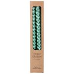 Metallic Dark Green Twist Taper Candle Box of 2