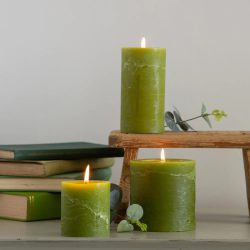 Olive Green Pillar Candle 7.5cm