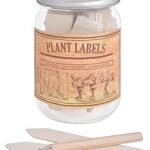Wooden plant labels in jar