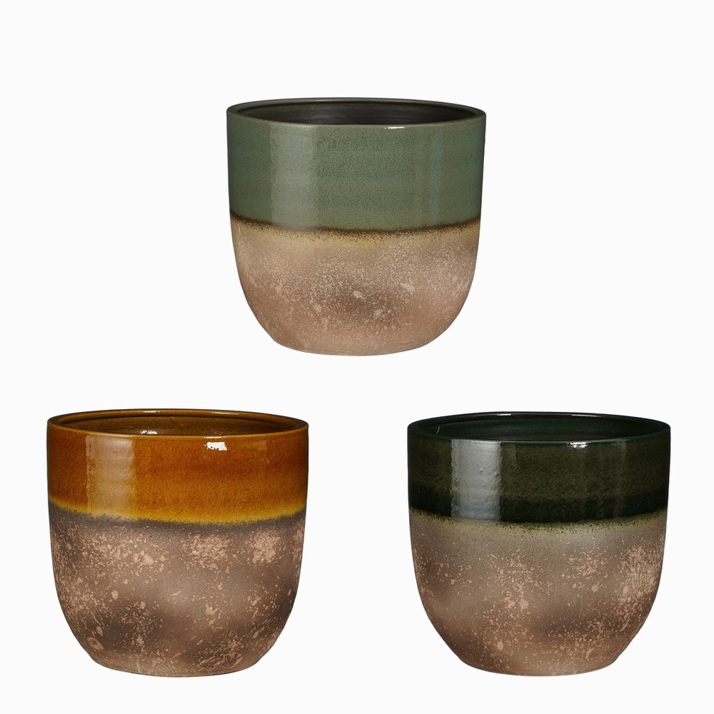 Nora Pot Round Dark Green Ochre