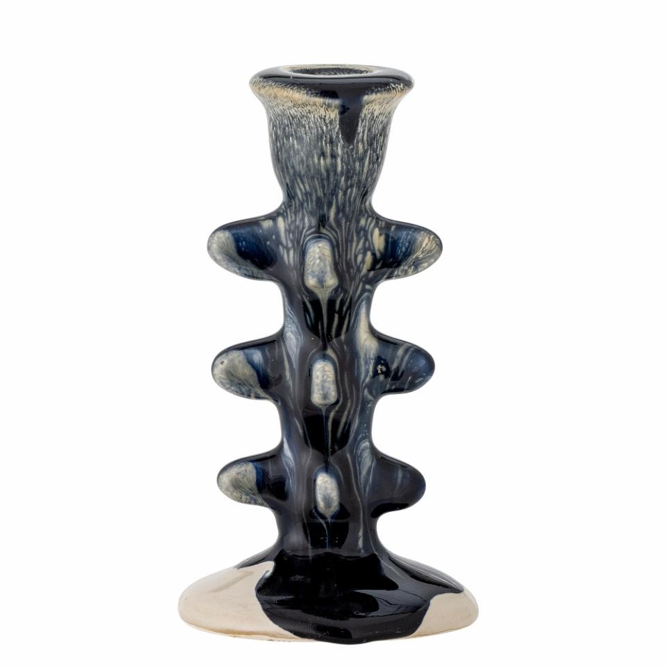 Cole Candle Holder, Blue, Stoneware