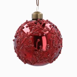 Antique Red Beaded Trellis Glass Bauble