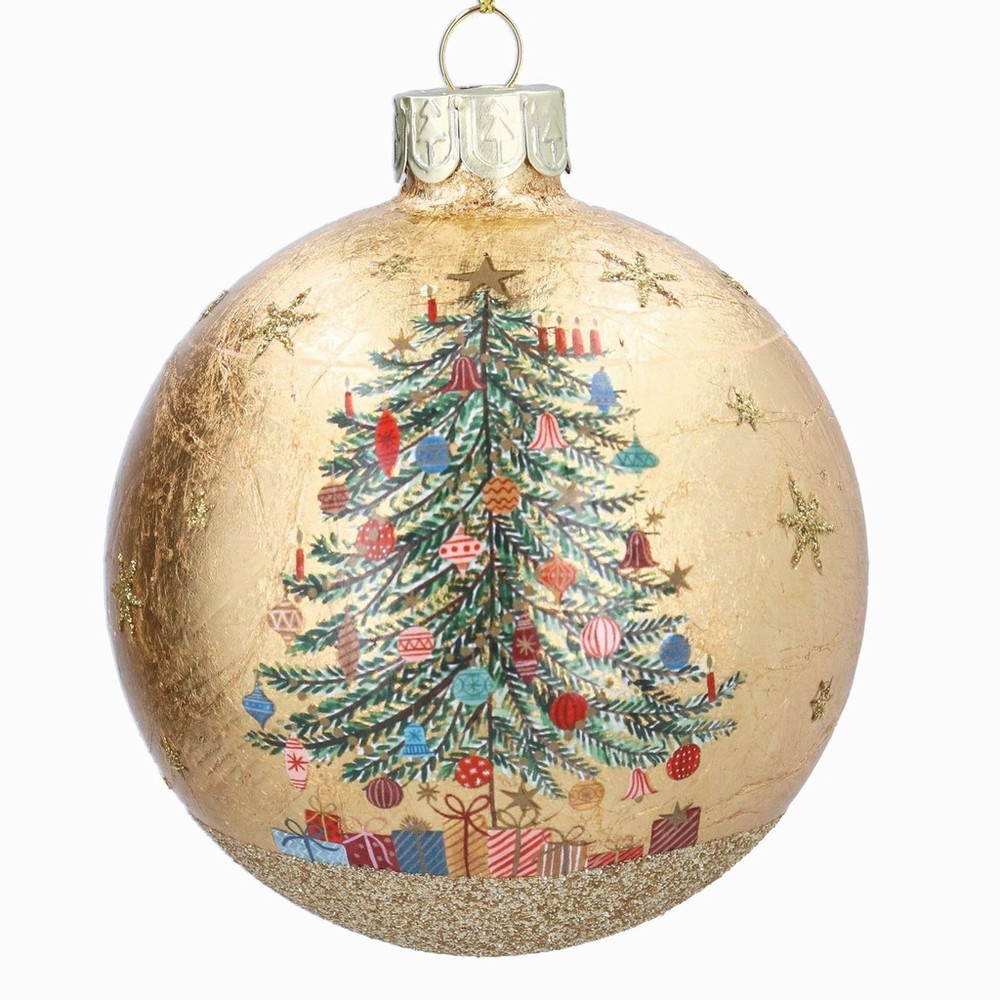 Gold Leaf Nostalgic Tree Glass Bauble