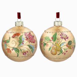 Gold Leaf Floribunda Glass Bauble