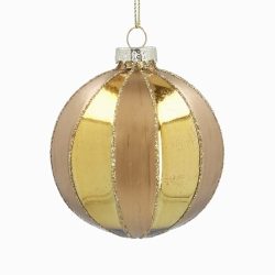 Gold Striped Glass Bauble