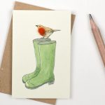 Mini Robin & Wellies Card